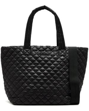 MZ Wallace Medium Metro Deluxe Quilted Top Handle Tote Bag - Black