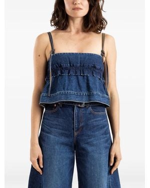 Sacai Frayed Ruffled Top - Blue