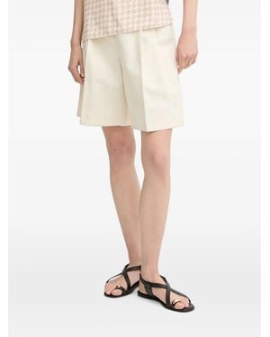 Trussardi Pleated Logo-Patch Shorts - White