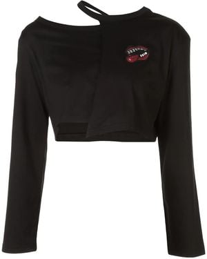 Haculla Asymmetric Lips Print T-Shirt - Black
