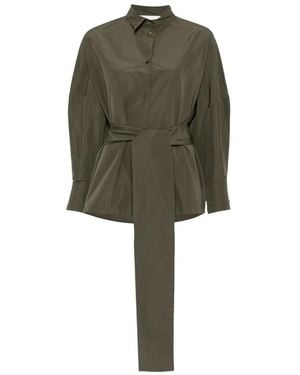 Co.Go Belted Balloon-Sleeve Shirt - Green