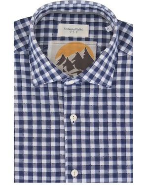 Tintoria Mattei 954 Kariertes Hemd - Blau