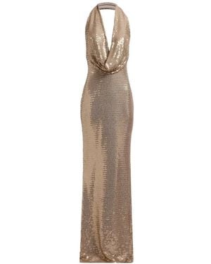 Elie Saab Sequin-Embellished Halterneck Maxi Dress - Natural