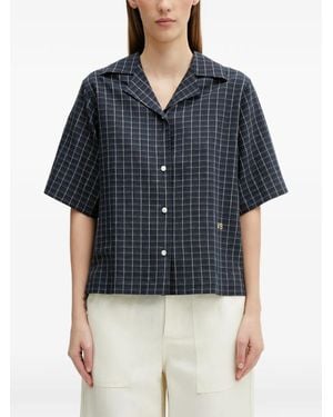 Wales Bonner London Bowling Check-Print Short-Sleeve Shirt - Blue