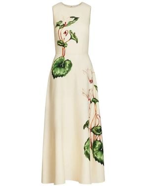 Oscar de la Renta Chiné Floral Maxi Dress - Metallic