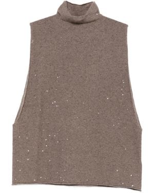 Antonelli Turtleneck Sequin-embellished Top - ブラウン