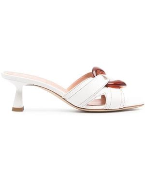 Alberta Ferretti Resin-Apliqué Heeled Mules - Natural