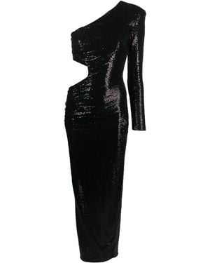 Nissa Metallic-Finish One-Shoulder Dress - Black