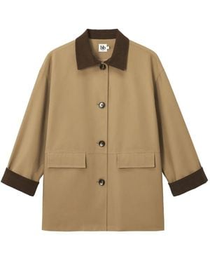 B+ AB コーデュロイカラーコットンコート - ナチュラル