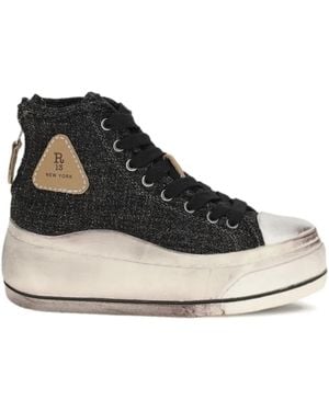 R13 Zip-Detail Platform Trainers - Black