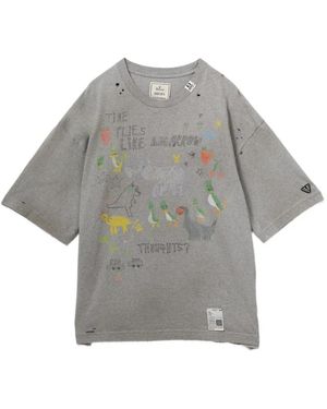 Maison Mihara Yasuhiro Distressed Graphic T-Shirt - Grey