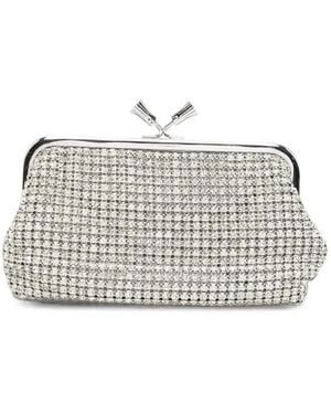 Anya Hindmarch Crystal-Embellished Tassel-Clasp Clutch Bag - White