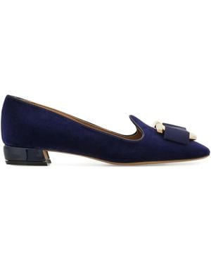 Ferragamo Escarpins Gancini En Velours - Bleu
