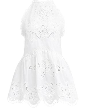 FARM Rio Scallop-Trim Mini Dress - White