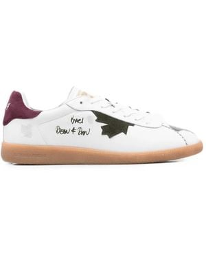 DSquared² Rebel Maple-Leaf Leather Sneakers - White