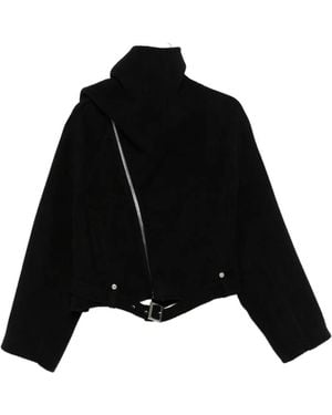 Rick Owens Cropped Scarf Flight Jacket - Black