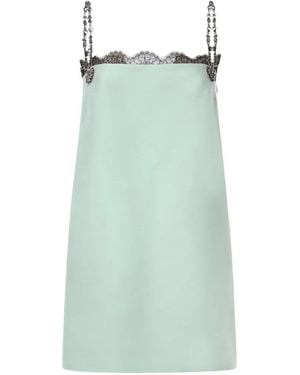 Valentino Garavani Lace-Trim Crystal-Embellished Mini Dress - Green