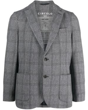 Circolo 1901 Plaid-Check Single-Breasted Blazer - Grey