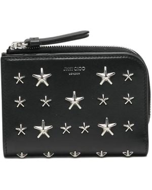 Jimmy Choo Star-Studded Leather Wallet - Black