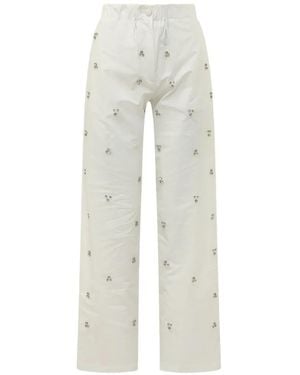A PAPER KID Crystal-Embellished Pants - White