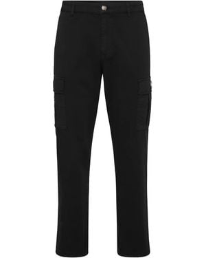 Philipp Plein Logo Patch Cargo Trousers - Black