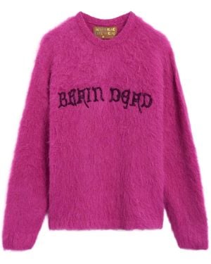 Brain Dead Logo-Embroidered Jumper - Pink