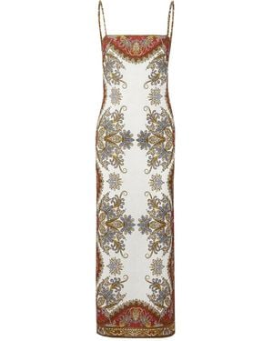 Veronica Beard Petra Paisley-Print Midi Dress - Metallic