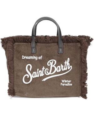 MC2 Saint Barth Vanity Mini Fringed Corduroy Tote Bag - Brown