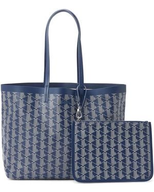 Lacoste Monogram Canvas Tote Bag - Blue