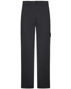 Stone Island Logo-Patch Straight-Leg Trousers - Blue