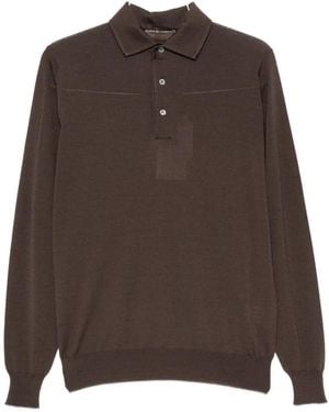 FILIPPO DE LAURENTIIS Long-Sleeve Polo Shirt - Brown