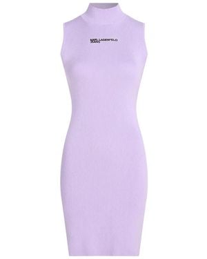 KARL LAGERFELD Mock-Neck Knitted Dress - Purple