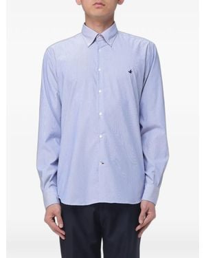 Brooksfield Striped-Pattern Button-Down Shirt - Blue