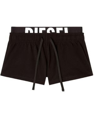 DIESEL Miranda-D-Pop Waistband-Logo Shorts - Black