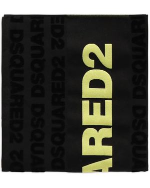 DSquared² Logo-Jacquard Beach Towel - Black