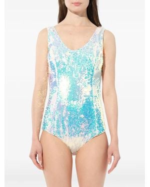 Balmain Bretelles Sequin-Embellished Bodysuit - Blue