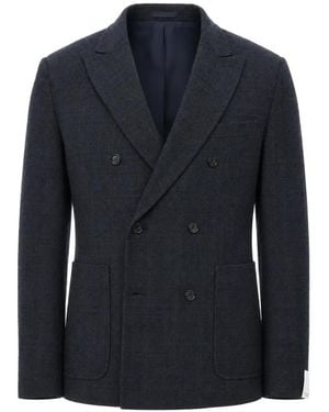 Paolo Pecora Checked Double-Breasted Blazer - Blue