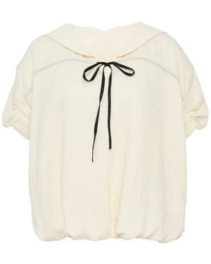 Renli Su Ballonbluse mit Schleife - Weiß