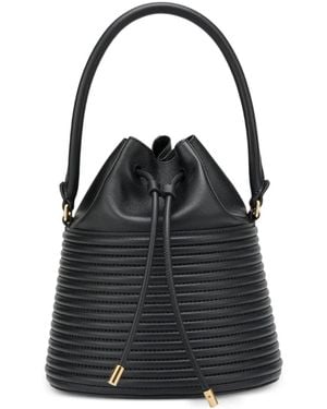 POTAMY Bolso Bombonera De Piel Con Cordones - Negro