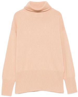 Alpha Studio Roll-Neck Ribbed-Trim Sweater - Natural