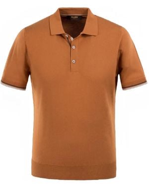 Moorer Adolfo Striped-Trim Polo Shirt - Brown