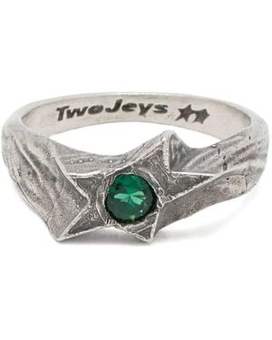 Twojeys Star-Motif Crystal-Embellished Rings - Metallic