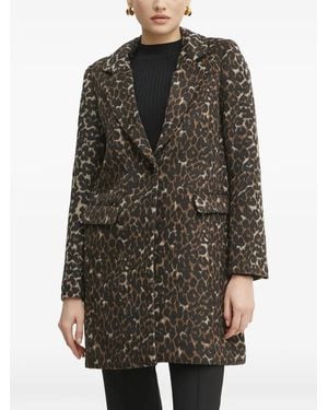Morgan Leopard-Print Coat - Black