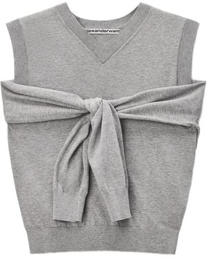 Alexander Wang Wrapped V-Neck Sweater Vest - Gray