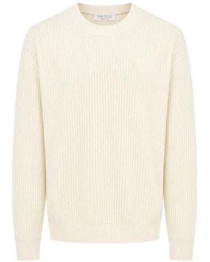 THE PULL Gerippter Pullover - Weiß