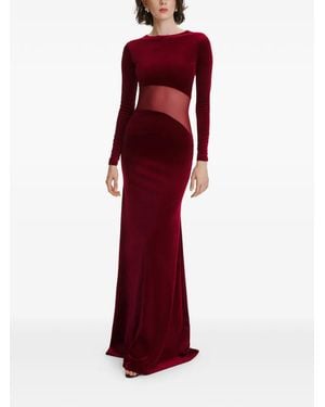 2310 STUDIO Long-Sleeves Velvet Maxi Dress - Red