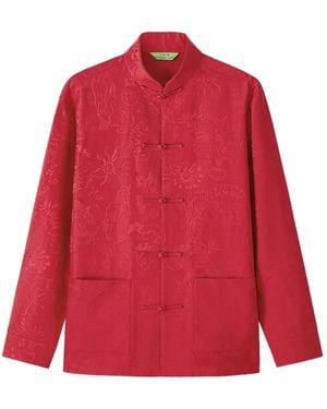 Shanghai Tang Long Sleeve Shirt Jacket - Red
