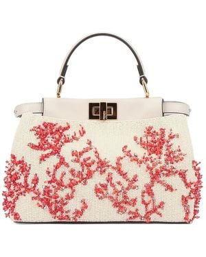 Fendi Peekaboo Kleine Tas Verfraaid Met Koraal En Handgreep - Roze