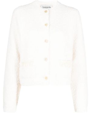 Lanvin Rd Nk Ls Embroidered Cardi Clothing - White