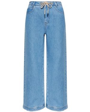 Munthe Obey Drawstring Wide-Leg Jeans - Blue
